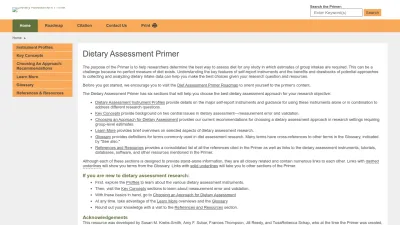 Screenshot preview of dietassessmentprimer.cancer.gov
