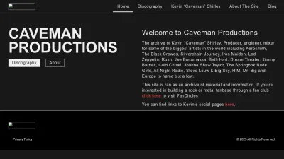 Screenshot preview of cavemanproductions.com