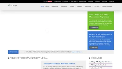 Screenshot preview of fulokoja.edu.ng