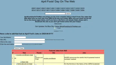 Screenshot preview of aprilfoolsdayontheweb.com