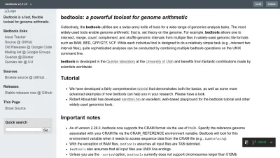 Screenshot preview of bedtools.readthedocs.io