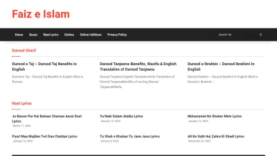 Screenshot preview of faizeislam.net
