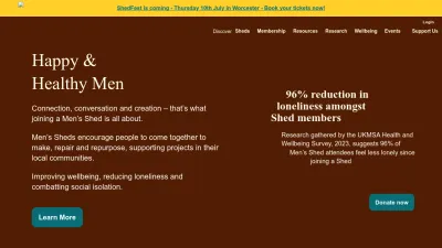 Screenshot preview of menssheds.org.uk