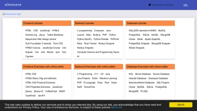 Screenshot preview of w3resource.com
