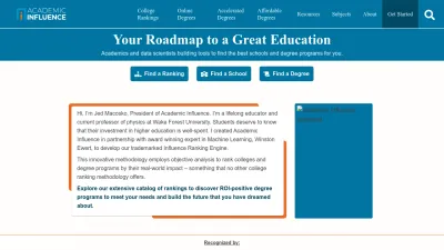 Screenshot preview of academicinfluence.com