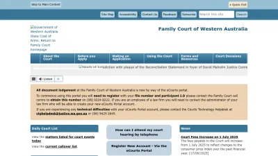 Screenshot preview of familycourt.wa.gov.au