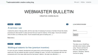 Screenshot preview of webmasterbulletin.net