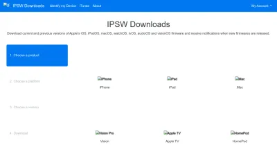Screenshot preview of ipsw.me