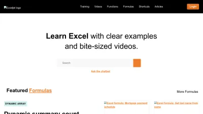 Screenshot preview of exceljet.net