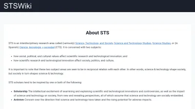 Screenshot preview of stswiki.org
