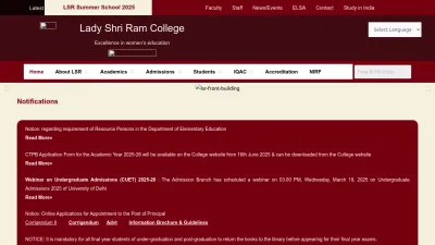 Screenshot preview of lsr.edu.in