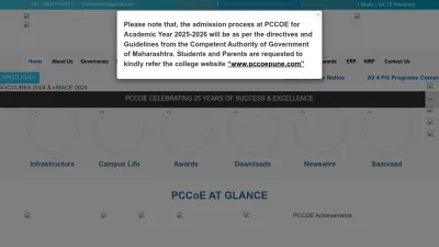 Screenshot preview of pccoepune.com