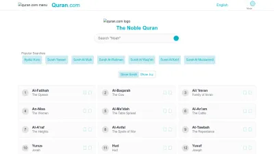Screenshot preview of previous.quran.com