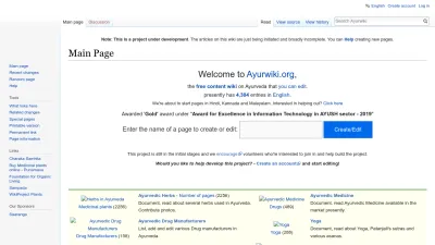 Screenshot preview of ayurwiki.org
