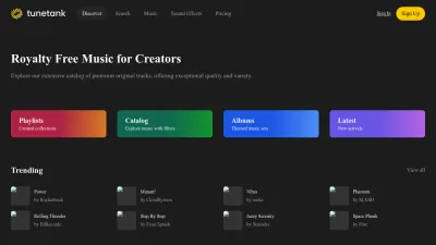 Screenshot preview of tunetank.com