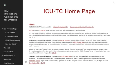 Screenshot of Icu.unicode.org