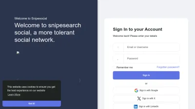 Screenshot preview of snipesocial.co.uk