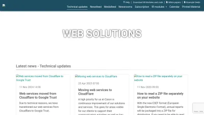 Screenshot preview of websolutions.ne.cision.com