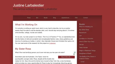 Screenshot preview of justinelarbalestier.com