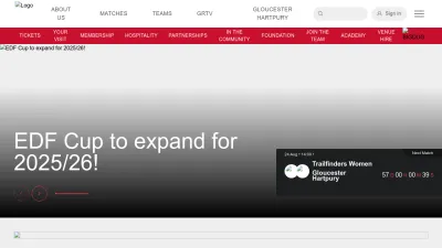 Screenshot preview of gloucesterrugby.co.uk