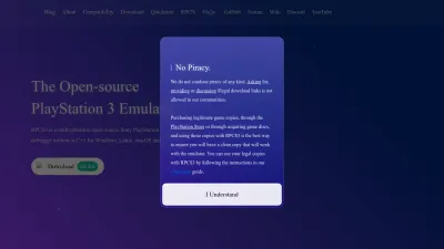 Screenshot preview of rpcs3.net