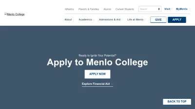 Screenshot preview of menlo.edu