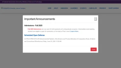 Screenshot preview of lahore.comsats.edu.pk