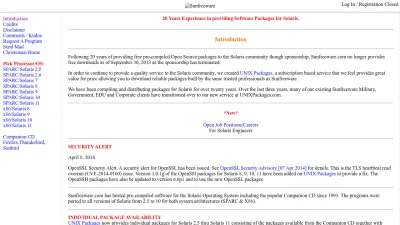 Screenshot preview of sunfreeware.com