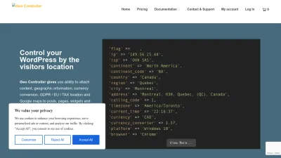 Screenshot preview of wpgeocontroller.com