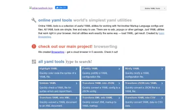 Screenshot preview of onlineyamltools.com