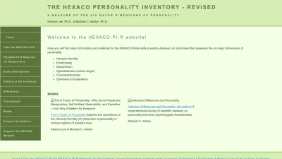 Screenshot preview of hexaco.org