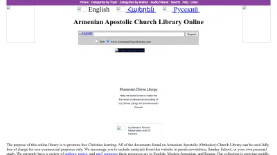 Screenshot preview of armenianchurchlibrary.com