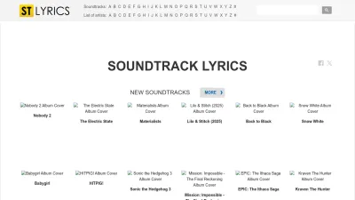 Screenshot preview of stlyrics.org