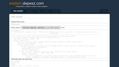 Screenshot preview of explain.depesz.com