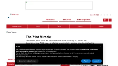 Screenshot preview of messengersaintanthony.com
