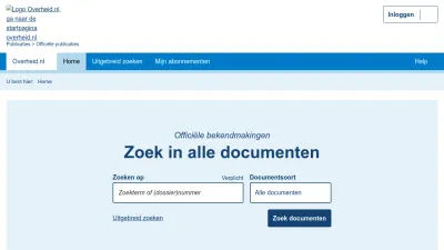 Screenshot of Officielebekendmakingen.nl