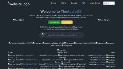 Screenshot preview of theaudiodb.com