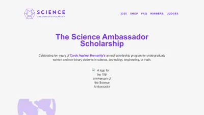 Screenshot preview of scienceambassadorscholarship.org