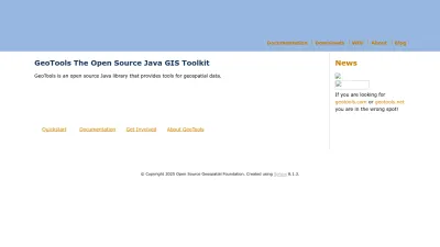 Screenshot preview of geotools.org
