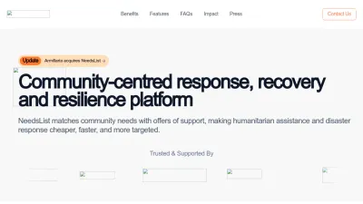 Screenshot preview of needslist.co