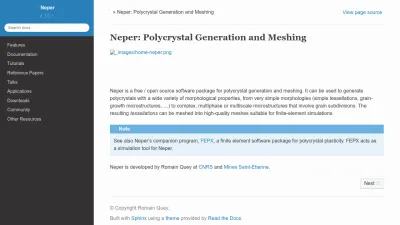 Screenshot preview of neper.info