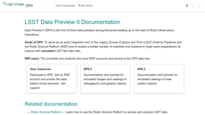 Screenshot preview of dp0.lsst.io