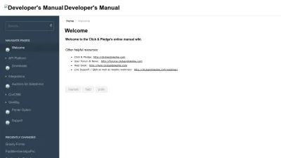 Screenshot preview of manual.clickandpledge.com
