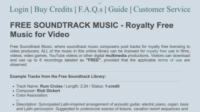 Screenshot preview of freesoundtrackmusic.com