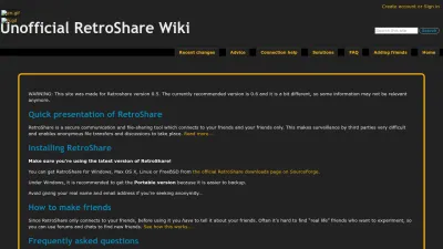Screenshot preview of retroshare.wikidot.com