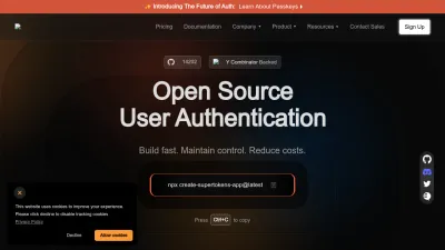 Screenshot preview of supertokens.com