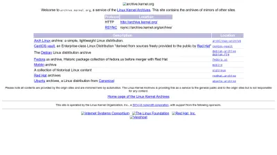 Screenshot preview of archive.kernel.org