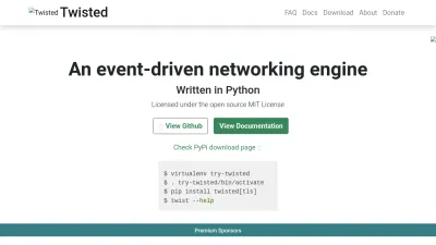 Screenshot of Twisted.org