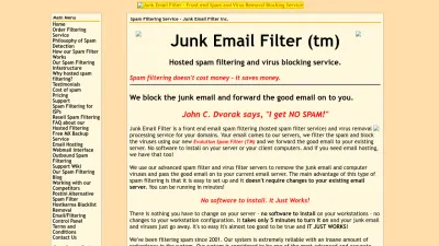 Screenshot preview of junkemailfilter.com