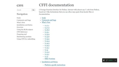 Screenshot preview of cffi.readthedocs.io